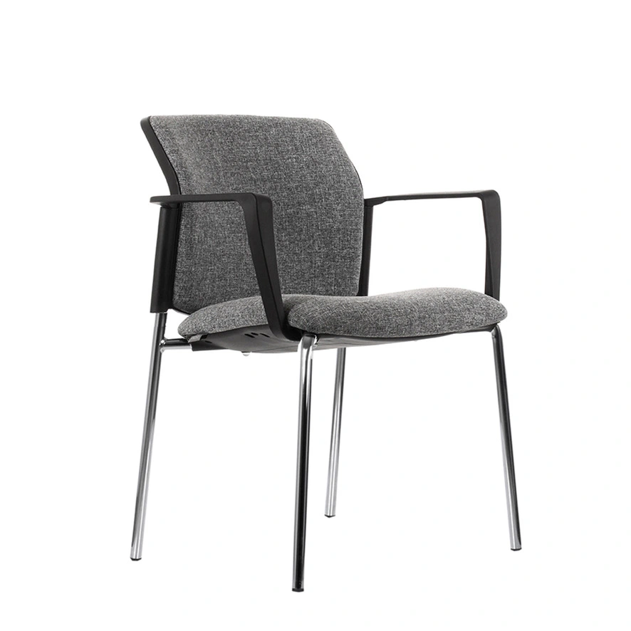 Chaise Logan 4 pied en Métal chromé - Dossier et assise en mousse Tapisse en tissu avec accoudoir